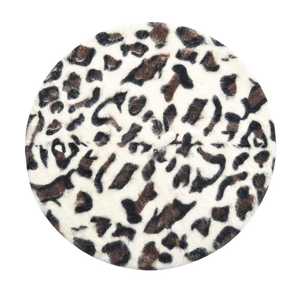 8626 Womens Rabbit Fur French Beret Hat Leopard Print